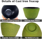 Japanese Cast Iron Tea Cups, Small and Heavy Teacups with no Handles, Japanese Style Cup for Adults, Asian Teacups, Coated with Enameled Interior, 4 Pcs/Box (Green, 2oz/60ml) - Image 5