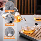 New Glass Teapot Set Heat Resistant Removable Infuser for Loose Leaf Tea Includes Tea Tools(Gray) - Image 5