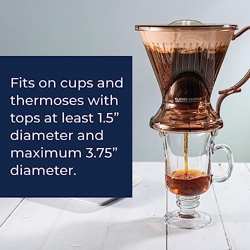 Clever Coffee Dripper and Filters, Large 18 oz, Original Classic Design, Safe BPA Free Plastic, dripper coffee maker, drip coffee maker pour over, 100 filters, coaster and lid - Image 6
