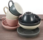 Espresso Cups and Saucers by Easy Living Goods - 3-Ounce Demitasse for Coffee, Set of 4, Assorted Colors (Modern) - Image 2