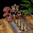 Zurucily Glass Teapot Set with Infuser Semi Automatic Tea Set Magic Teapot (Tree - red) - Image 4