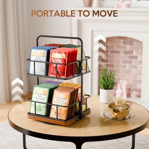 Rotating 2 Tier Tea Bag Organizer, 360° Spinning Teabag Organizer - Image 4