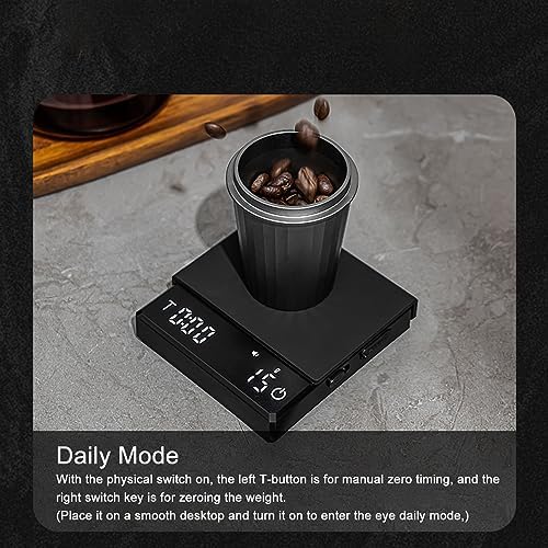 Coffee Scale, Digital Food Scale with 3 Modes Timer Touch Control Mini Smart Kitchen Scale Pour Over Coffee Scale for Drip Coffee, Baking, Cooking for Outdoor Activities (Black) - Image 3