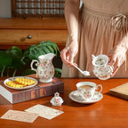 Agyiuns Tea Set 21Pcs ceramic 6 tea cups and saucers, sugar and creamer set,Teapot for Adults,Tea Party (small crushed flower) - Image 4