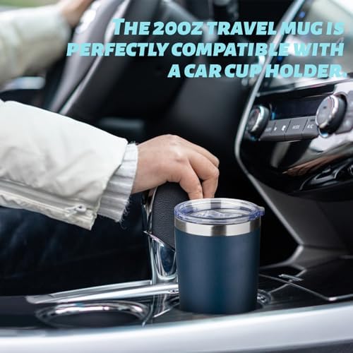 20oz Tumbler with Straw and Brush, Stainless Steel Vacuum Insulated tumbler, Double Wall Insulated Coffee Tumbler for Outdoor, Home, Travel,Office (Navy Blue,4pcs) - Image 4