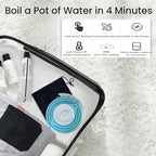 Travel Electric Kettle Small, Portable Travel Kettle Electric, Collpasible Electric Kettle, Food Grade Silicone Tea Kettle, Ultra-thin Foldable, Auto Shut off and Keep Warm, 110V 555ml (Blue) - Image 3
