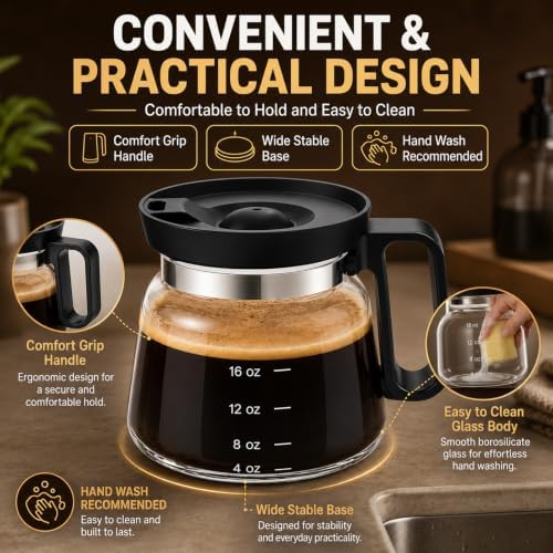 2PCS Mini Coffee Pot Mug,16 Oz Glass Travel Cup Maker Looks like Pot with Spill Proof Lid, Funny Novelty Small Unique Shaped Cool Clear Home Office Gifts for Hot Teas, No Ceramic - Image 6