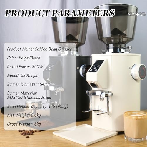 Electric Coffee Grinder for Espresso, French Press & Filter Coffee – Conical Burr, 9 Adjustable Grind Levels, Timer, 1Lb Capacity – Stylish Black Kitchen Appliance - Image 7