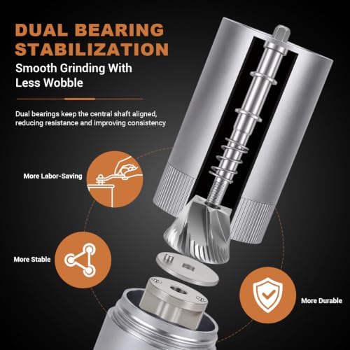 Manual Coffee Grinder,CNC Stainless Steel Hexagonal-star Conical Burr Coffee Grinder,Internal Adjustable Setting,Positioning,Lightweight Grinder Setting For Camping/Travel/Home - Image 5
