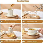 Glass Tea Pot Warmer Set 22oz Glass Teapot with Removable Loose Tea Infuser and Candle Holder Warmer Heating Base Elegant Teapot Gift Set Stovetop Safe Kettle,Style 4-7.,Style 4-7.67 x 8.68 inch - Image 3