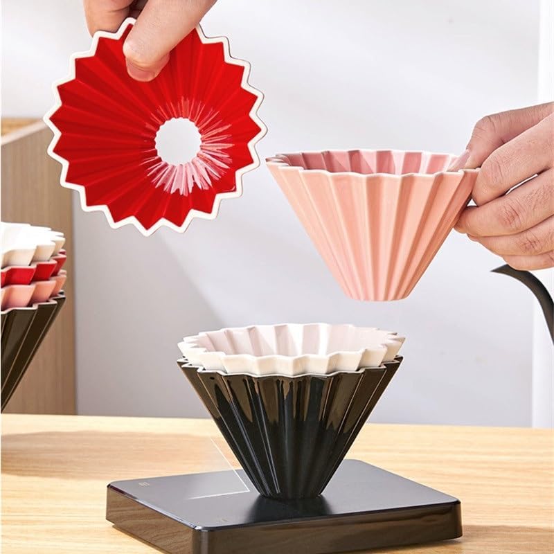 For Even Water Flow And Rich Flavor Coffee Dripper Cup For Home Barista,Ceramic Pour Over Coffee Filter Cup With Spiral Groove(Coated pulp,V01 (1-2Cup)) - Image 3