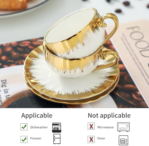 LETAOTAO Espresso Cups and Saucers, 2.5 oz Porcelain Espresso Cups Set of 6 - Image 5