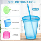 Sieral 30 Pack Reusable Plastic Cups with Lids Straws,Clear Multicolor - Image 3
