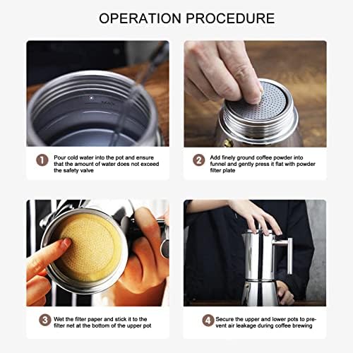 Dilwe Classic Stovetop Coffee Maker, Stainless Steel Coffee Maker Coffee Pot for Classic Italian Coffee, Coffee Cooker for Home and Camping, Easy to Operate (500ml) - Image 3