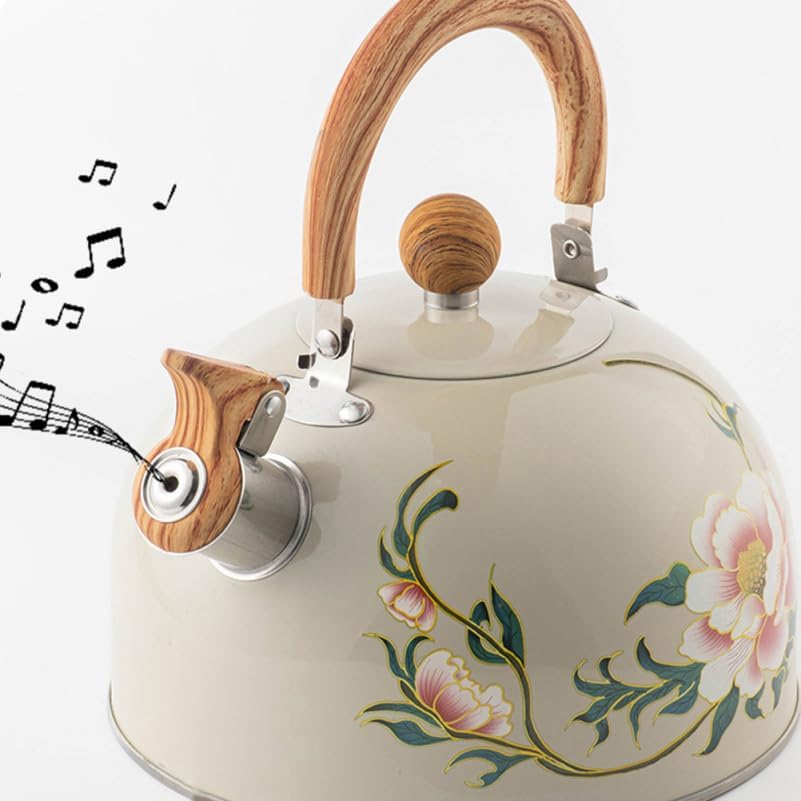 Ciieeo Kettle with Flower Pattern Portable Kitchen Water Kettle for Stovetop Quick Heating Sounding Easy to Clean and Compact Design - Image 7