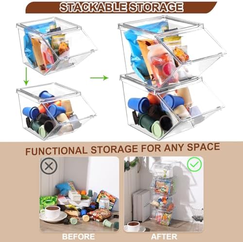 Yerliker 36 Pcs Clear Stackable Storage Bins with Lids for Pantry - Image 4
