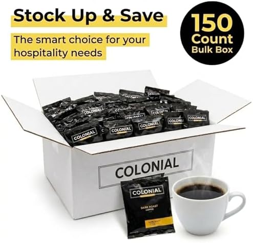 Colonial Coffee Dark Roast Hotel Filter Packs, 0.5oz, 150 Ct - Image 6
