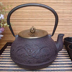 Cast iron teapot,classic tea kettle,1.2L Cast Iron Tea Kettle with Copper Lid, Anti Rust Japanese Tetsubin Teapot for Electric Ceramic Stove as Gift (Color : Orchid) (Color : Orchid) by Unknown