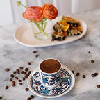 Turkish Coffee Cup Set of 6 with Saucers & Holder – Ceramic, Dishwasher-Safe, Keeps Warm – Patterned Turkish Espresso Cups Set for Home & Office (Set Of 6) - Image 2