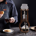 Tower Cold Brew Coffee Maker with Wood Tripod Stand, Adjustable Copper Drip Speed Valve, Ice Coffee Machine for Home, Coffee Shops, Cafes, Offices, Makes 6-8 Cups (Brown) - Image 2