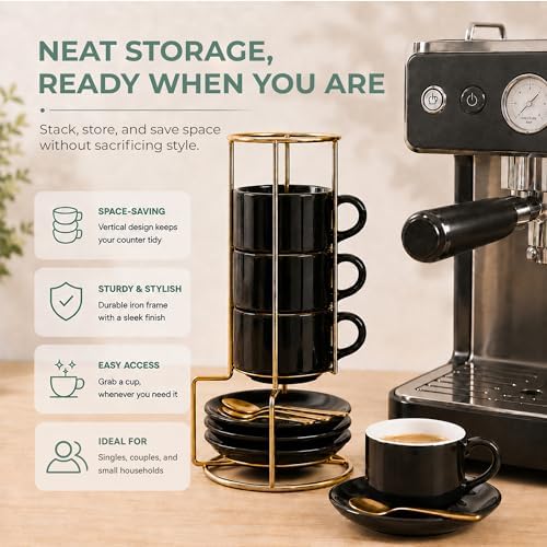 3 Ounce Espresso Cups Set of 4, Black - Image 5