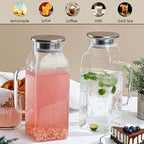 2 Pack 2L/68oz Square Glass Pitchers with Handle and Lid, Borosilicate Jug - Image 6