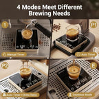 Mini Coffee Scale with Timer, 0.1g/2kg Rechargeable Espresso Scale, 4 Brewing Modes with Auto Tare and Real-Time Brew Ratio, Compact Digital Brewer for Pour-Over, Gold - Image 5