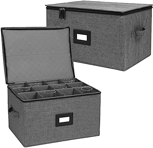 Mayniu Stemware Storage Cases 2 Pack, Wine Glass Storage Box with Dividers by Mayniu