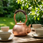 kowaku Copper Kettle Teapot Water Boiler Pitcher With Compact Rounded Form And Secure Handle Thickened Copper Alloy For Efficient Suitable for stovetop use teatime kitchen counter 1.3L - Image 5