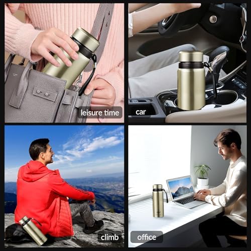 60 oz Smart Water Bottles with Digital Temperature Display Coffee Tea Infuser Bottle LED Thermal Cup Double Walled Vacuum Insulated Stainless Steel Flask Leak Proof Travel Mug Keep Warm (gold) - Image 7