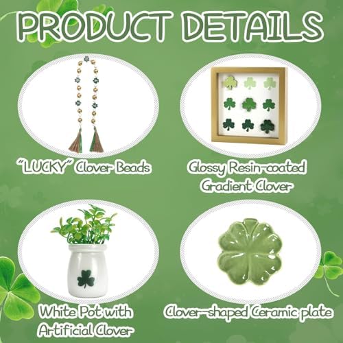 St Patrick's Day Decoration 8 PCS Saint Patty's Day Tiered Tray Decor Set - Image 4