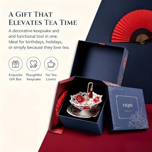 Umbrella Tea Filter, Ceramic Umbrella Shape Tea Strainer, 360° Rotating Loose Leaf Infuser For Coffee & Tea Brewing, Umbrella Tea Strainer For Cup, Tea Umbrella Diffuser With Fine Mesh (red) - Image 7
