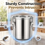 304 Stainless Steel Food Containers with Lids,12L/20LBS Airtight Food Storage Containers with Lock Clips for Flour Rice Sugar Coffee Bean,Stainless Steel Food Storage Containers for Kitchen - Image 4