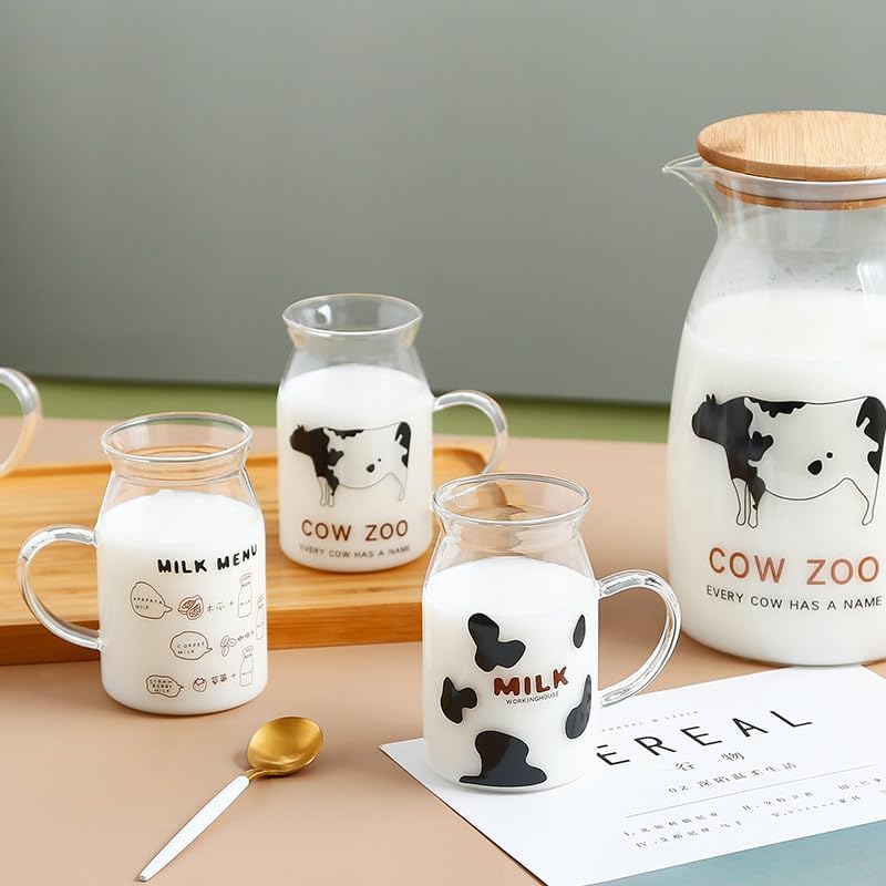 Water Pitcher Lovely Cow Glass Set One Pot Four Cups Five Piece Set Milk Cup Household Cold Water Kettle Ins Wind Cartoon Coffee Mugs Water Jug - Image 5