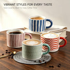 Stoneware Coffee Mugs Set of 4, 14oz Hand-Painted Coffee Cups with Handle - Image 5