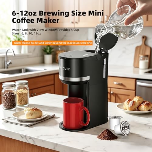 Small Single Serve Coffee Maker for K Cup and Grounds with One Button - Image 6