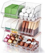 6 Pcs Stackable Plastic Storage Bins, Open Front, Clear by Ferrochef
