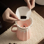 Pink Ceramic Pour over Coffee Maker Set, 14.5 OZ Porcelain Coffee Dripper Brewer Heat Resistant Coffee Pot Decanter ACM008P - Image 2
