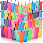 Honeydak 45 Pcs Reusable Plastic Tumbler with Lid&Straw,Glitter,Transparent by Honeydak