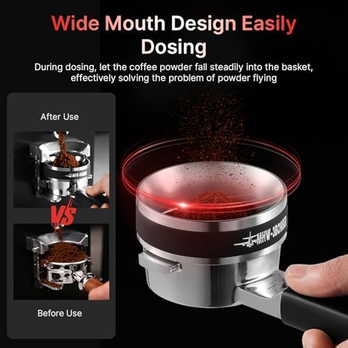 58MM Coffee Dosing Funnel | Attachable Coffee Powder Funnel with 36 Fasteners & Grip - Proof Silicone | Outward Locking Design for 58mm Portafilter | Stainless Steel Dosing Ring - Image 5