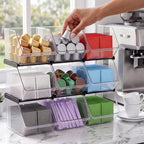 9 Pcs Stackable Plastic Storage Bins, Open Front, Black - Image 3