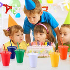 Sieral 30 Pack Reusable Plastic Cups with Lids Straws,Bright Colors - Image 4