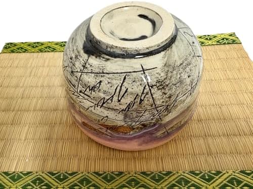 Hand-made Japanese Mino Ware Ceramic Matcha bowl Engraved with Lines Pattern 4.45 Inches Diameter Tea Cup for Tea Ceremony from Japan (Pink) - Image 6