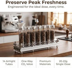 Espresso Bean Cellars Stand, Single Dose Coffee Bean Storage Tubes, Capacity 20-22g, with 14 Pcs Glass Tubes, Stand and Funnel, One-Way Exhaust Valve, for Home and Business - Image 3