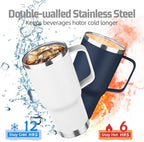 20 oz Tumbler with Handle Stainless Steel Insulated Coffee Mug Tumbler with Lid and Straw Double Wall Vacuum Insulated Coffee Mug Leak Proof Travel Mug for Hot and Cold Drink (White,4pack) - Image 3