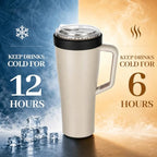 28 oz Iced Coffee Tumbler with Leak-Proof Lid – Stainless Steel Vacuum Insulated Travel Mug & Sleeve, Keeps Drinks Hot or Cold (Cream White) - Image 7