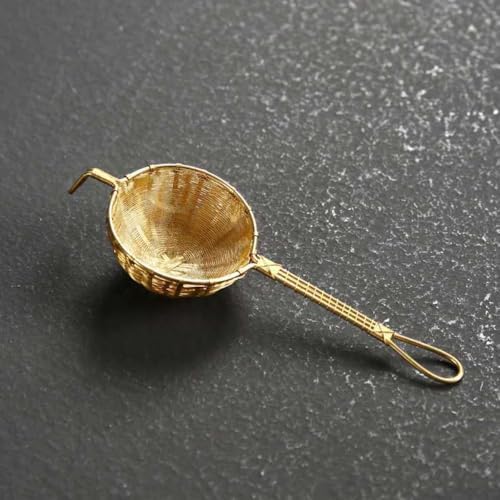 Tea Drain Strainer Filter Mesh Hand Weaving Fine Copper Drip Bowls Infuser for Loose Leaf Teapot Strainer With Handles Divider (C) - Image 3