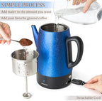 Mixpresso 10 Cup Shiny Blue Electric Percolator Coffee Pot, Stainless Steel - Image 2