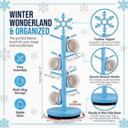 DoubleFill Christmas Tree Coffee Mug Holder 8 Hooks Snowflake Mug Holder for Countertop Snowflake Cup Rack Wood Christmas Tree Display for Kitchen Coffee Accessories - Image 2