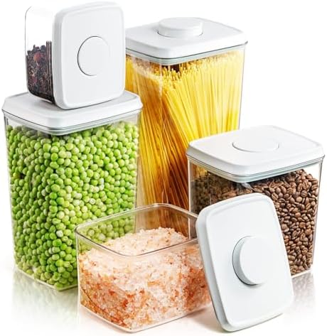 Airtight Pantry Storage Containers, 5 Pack, 0.6-3.5 Qt, Pop-Top by Tourdeus